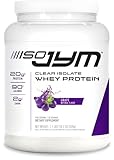 JYM Supplement Science Iso Jym, 90 Calories, 100% Whey Protein Isolate, Zero Fat, Zero Sugars, Mixes Clear, for Women & Men, Grape, 20 Servings
