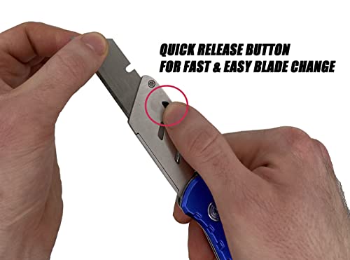 Rapid Edge Extend-A-Blade Utility Knife with Double Length Box Cutter Blade and 3 Sliding Blade Positions