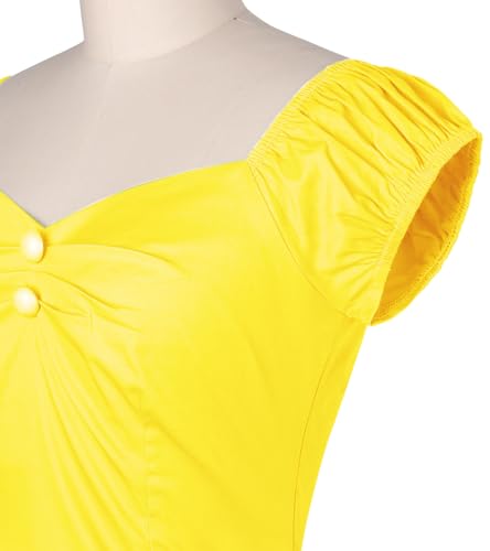 Image of YARN & INK Women's Rockabilly Tops 1950s Pinup Shirt Casual Off Shoulder Vintage Blouse