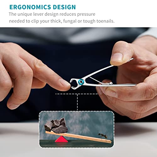 SZQHT Extra Wide Jaw Opening Nail Clippers for Thick Nails Cutter for Ingrown Toenail Clippers & Fingernails Manicure Set,Pedicure Kit,Men & Women(Silver) - Thumbnail 6