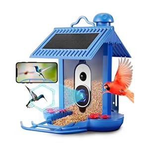 Bird Camera Feeder with Solar Panel, Frienhund Smart Bird Feeder with Camera, AI Identify Auto Capture Video Bird Feeder with APP Control Two-Way Audio, Hummingbird Feeder, Ideal Gift for Bird Lovers