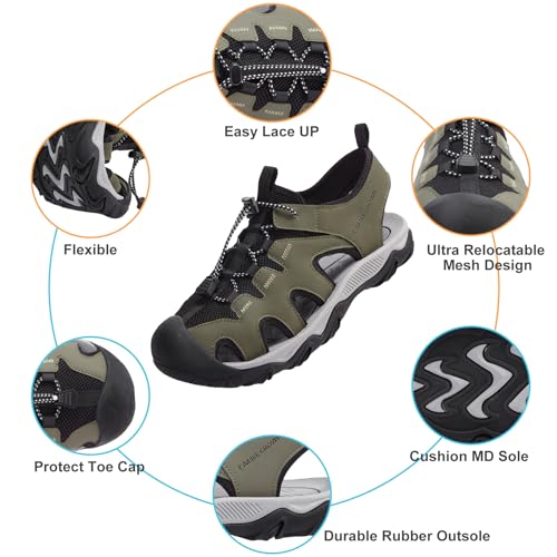 CAMEL CROWN Men's Hiking Sandals Anti-Slipping Athletic Water Shoes with Arch Support Closed Toe Summer Camping Sandal for Beach Outdoor2