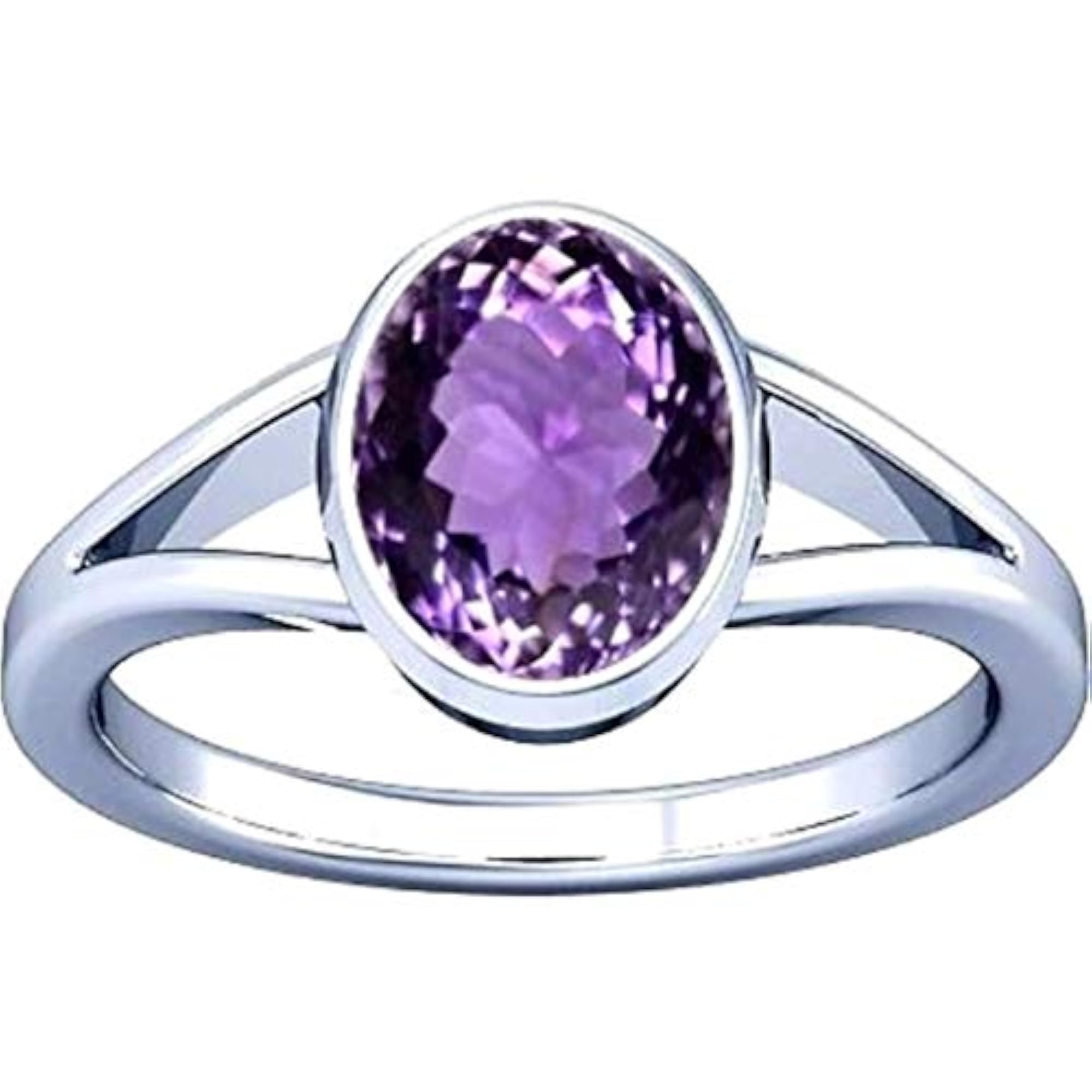 7.25-7.50 Ratti Amethyst Kataila Gemstone Silver Ring, Unisex