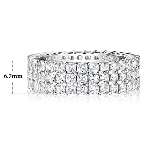 MDFUN Eternity Band for Women 18K White Gold Plated Cubic Zirconia Ring Stackable Engagement Wedding Ring Size 5-103
