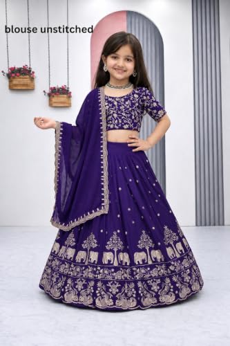 Image of Kids Lehenga Choli with Elephant Embroidery
