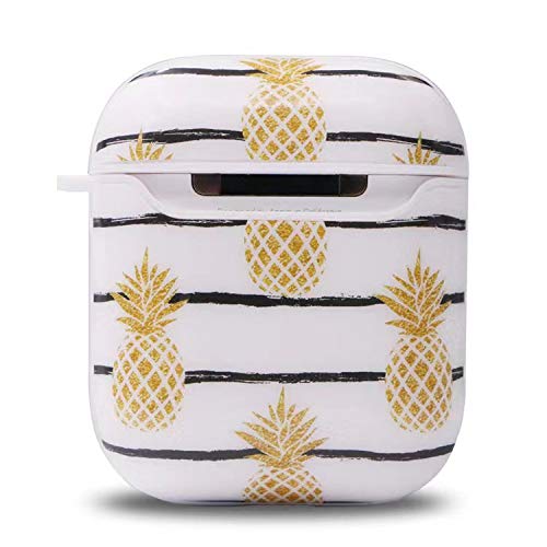 HIDAHE Cute Luxury Hard Designer Protective for Airpods Case for Girls Kids Compatible with for AirPods Charging Case 2&1, Golden Pineapple