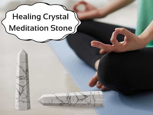 Image of Crystal Heaven Certified Howlite Crystal Tower Obelisk Point for Chakra, Healing and Balancing - AAA Grade Original Certified Gemstone Agate for Reiki Meditation Yoga Spiritual (2-3 Inches)