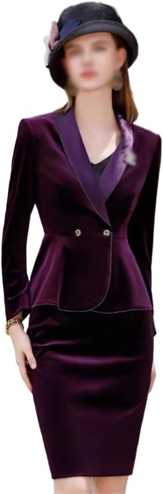 Dark Winter Velvet Suit Jacket Women's Top with Waist Closed Professional Suit