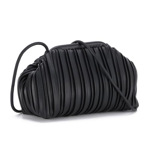 Syrads Dumpling Bag para mujer Cloud Handbag Clutch Pury y bolso fruncido con correa de hombro desmontable,Negro Syrads Dumpling Bag para mujer Cloud Handbag Clutch Pury y bolso fruncido con correa de hombro desmontable,Negro
