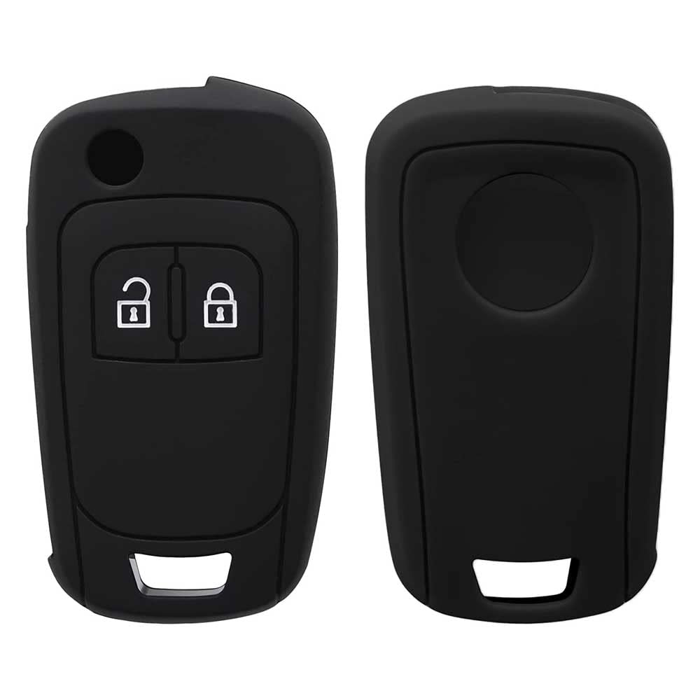 Silicone Cover Chiave Auto Custodia 2 Tasti Telecomando Compatibile con Opel Vauxhall Astra Insignia Mokka Vectra Zafira Corsa Cascada Meriva Adam Karl Vivaro Nero