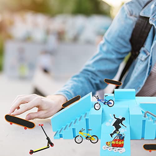 Plsoppkg 5Pcs Skate Park Kit Ramp Parts For Finger Skateboard Park Kit Part Training Props With Finger Skateboards Finger Bikes Skates Scooters And More(Blue) #TOP4