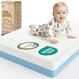 DeerFable Dual Sided Baby Crib Mattress, 5 Inch Thick Soft & Firm Memory Foam Breathable Toddler Mattress, 4 in1 Standard Baby Bed Mattresses with Removable Washable Cover 52x27.6x5 - Blue