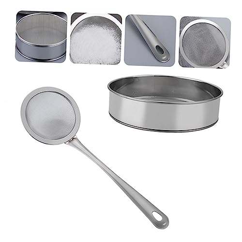 Garneck 1 Juego de harina de Drenaje de Malla Utensilios cocinas Icing Sugar Horneando filtrar colador de tamizado colador para Hornear Pasteles Acero Inoxidable Silver
