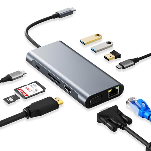 ICZI Docking Station USB C, Hub Tipo C 11 In 1 Con Doppio HDI, 1 VGA