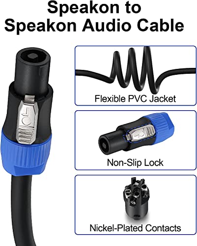 ebxya 3 feet speakon speaker cable 12 gaugeawg - premium speakon to speakon audio cable cord with nl4fx nl4fc connector - 4 conductor