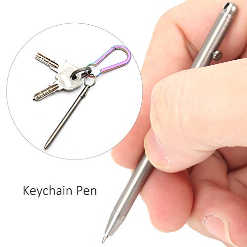 Mini Penna A Sfera In Titanio Puro Con Meccanismo Bolt Action, EDC Portachiavi, 2 Ricariche Incluse, In Elegante Scatola Regalo - 3