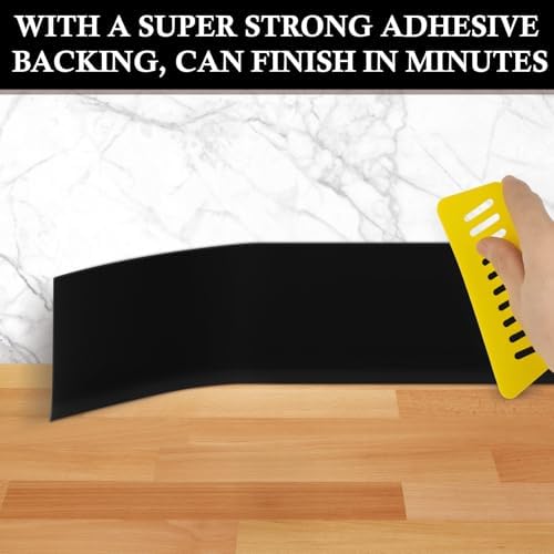 POPAKAN Flexible Baseboard Molding Trim 4" x 15 ft, 20ft 40ft 50ft 60ft 100ft Self-Adhesive Vinyl Wall Base Cove Base, Peel and Stick Rubber Wall Base Molding Trim - 5