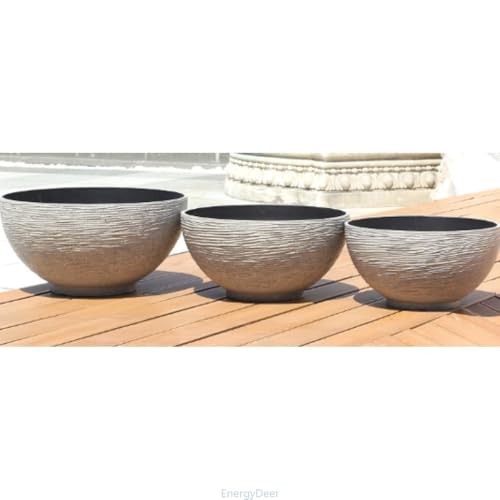 屋外景観水槽EnergyDeer鉢蓮用鉢厚手プラスチック植木鉢シンプル擬石風特大サイズ銭草・一葉蓮・睡蓮用無穴鉢金魚用業務用ロビー装飾 (模倣ライム,大型)