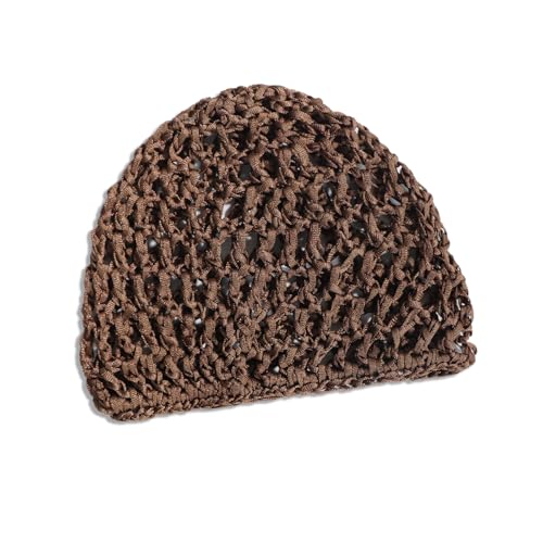 MCAOAL Schlichtes Häkel Haarnetz Ausgehöhltes Design Totenkopf Mütze Durchbrochene Randlose Weiche Strickmütze Für Tägliche Outfit Verschiedene Haar Styling Strickmütze Für Besondere Anlässe