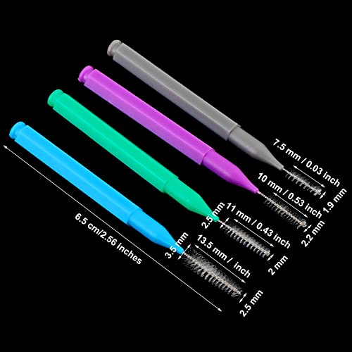 Image of Patelai 100 Pcs Braces Dental Brushes,Attractive Colors,Multiple Sizes | Interdental Toothpick Bristle Dental Picks for Cleaner Tooth Flossing Head Oral Hygiene Flosser Toothpick Cleaners Tooth Tool