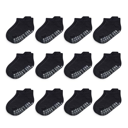 Bearbay ベビー ノンスリップ アンクルソックス グリッパー付き 0ヶ月~7歳用 ウォーキングソックス, ブラック, 3-5T（Amazon）