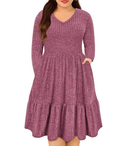 Image of RITERA Plus Size Dresses for Curvy Women Summer Spring Womens Dress V Neck Short Sleeve Casual Dress with Pockets XL-5XL