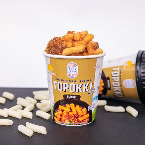 Good Seoul Korean Food Company Rice Cake Topokki Bulgogi Flavour with Glass Noodles • Sweet and Delicious K-Food • Made in Korea, 3.28 oz ℮ 93 g