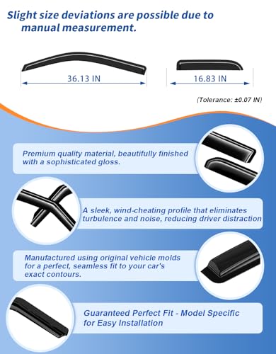 Image of Window Rain Guards Fit for 2004-2014 Ford F150 Extended Cab /SuperCab,Tape-on Extra-Thick Rain Guard Window Deflectors Window Vent Visors Truck Vent Shades Exterior Car Accessories-4PCS