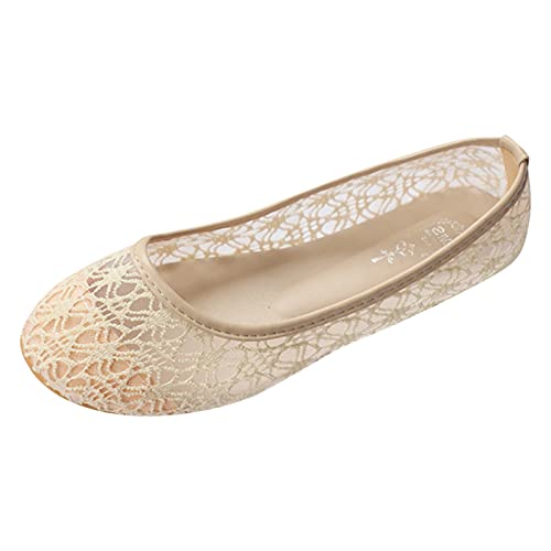 Zapatos de mujer 38 Rojo Mujeres Hueco Bordado Slip On Front Work Mocasines Zapatos Casuales Tienda Online Zapatos de Mujer, beige, 37 EU
