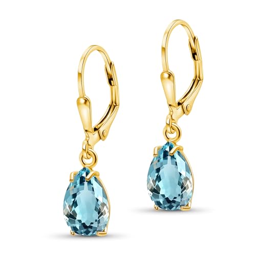 14K Gold Plated Blue Topaz Teardrop...