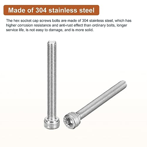 DTGN M5x45mm Socket Head Cap Screws Bolts, 25Pcs 304 Stainless Steel 18-8, Metric Machine Hex Socket Screw, Hex Drive - Image 3