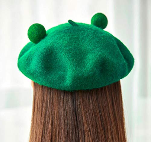 Japan Lolita Vintage Funny Frog Hat Beret Cap For Women Painter Genuine Green Gift #TOP5