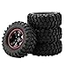 ZLXHDL 4Pcs RC Car Tires,12mm Hex Hub 4mm Offset 95mm Width for 1/10 Scale RC Crawler Off-Road Truck Car,1/10 RC Metal Black Tires and Wheels Rims
