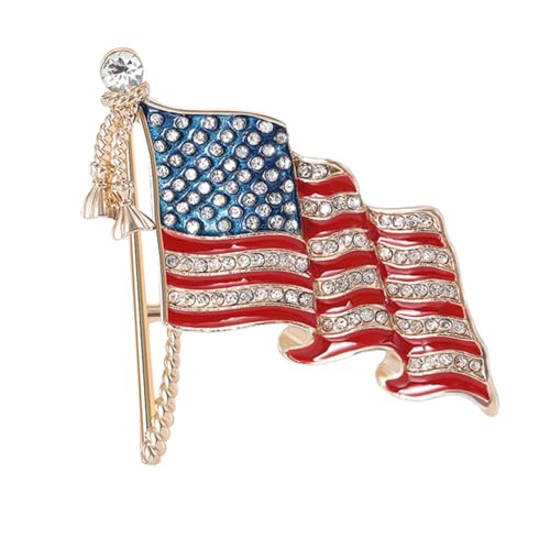 Image of Rhinestone Bowknot USA Flag Brooch Pin for Women Fashion Crystal 4th of July American Patriotic Medal Blue Red Brooches Independence Memorial Day Jewelry