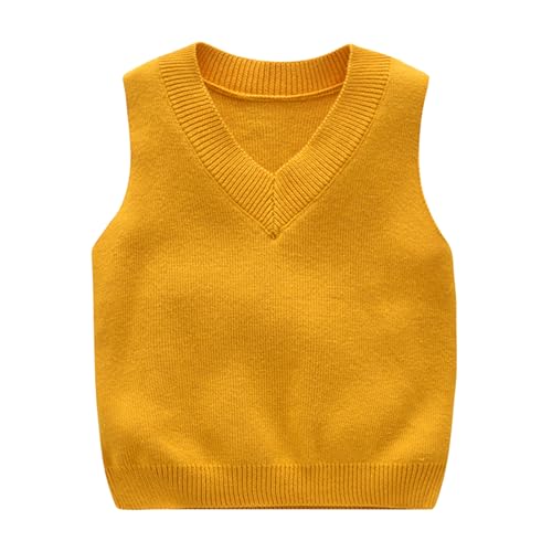 Yishengwan Kinder Jungen Pullunder V-Ausschnitt Strickweste Unifarbene...