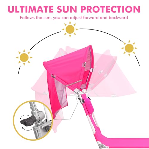 Backpack Beach Tanning Lounge Chair with Face Hole Canopy Shade Umbrella for Adults Outside Reading Sunbathing Poolside Camping, UPF 50+ Sun Shade Umbrella, Pink, 2Pack - Image 3