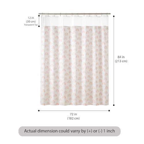 Image of Wakefit PEVA Plastic Printed Shower Curtain 7 Feet | 12 Free Hooks | No Smell, Toxin Free PEVA Plastic | Waterproof Bathroom Curtain | Curtain for Balcony | Height 7ft & Width 6ft | Rainbow