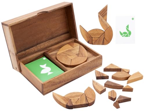 Engelhart - 350102 - Doppeltangram Ei aus Holz - Holzpuzzle - Ökologisches Holzspiel - 1 und 2 Spieler - ab 4 Jahren