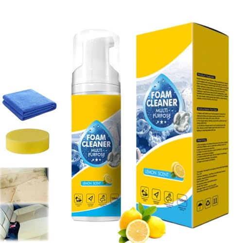 Powerful & Multipurpose Car Interior Foam Cleaner, Quick Spray & Wipe All Purpose Waterless Detailer, Foam Cleaner Multi Purpose, Suitable for Vehicle...