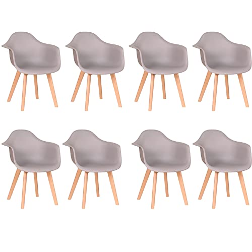 Grandca Home Pack De 8 Sillas De Comedor Sillas De Cocina Nórdicas Con Patas De Madera De Haya, Sillones Modernos Para Salón, Oficina, Dormitorio, Comedor, Gris Grandca Home Pack De 8 Sillas De Comedor Sillas De Cocina Nórdicas Con Patas De Madera De Haya, Sillones Modernos Para Salón, Oficina, Dormitorio, Comedor, Gris
