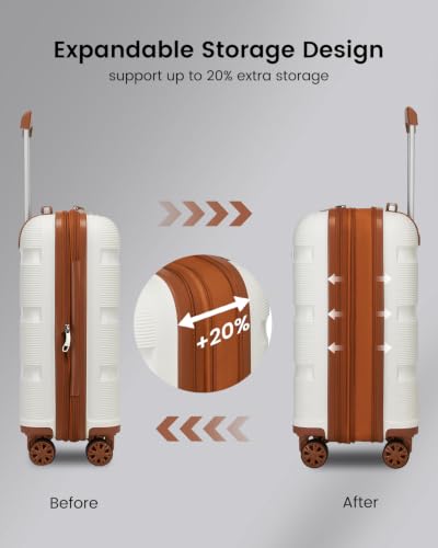 Image of Kono 3 Piece Luggage Set, 20 /24 /28 Inch Suitcases with TSA Lock, White