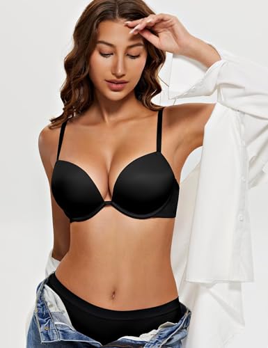 Image of Wingslove Women's Push Up Bra Deep V Plunge Underwire T-Shirt Bra Multiway 2 Cups Up