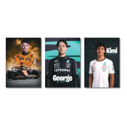 Image of Live Mad Live Crazy (LMLC) Formula 1 Drivers Face Vertical Wall Paper Poster Pack - Set of 3, A4 Size, 9x12 inch Unframed Art Prints - Home, Bedroom, Living Room & Decor - Aesthetic, Matte Finish