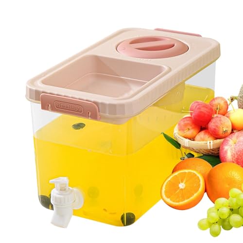 Hervidor frío para refrigerador, cubo de limonada para frigorífico, de frutas de 4 litros, de frutas para refrigerador, dispensador de bebidas heladas de gran capacidad para camping