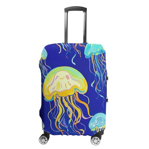 Jellyfish Elastic Luggage Cover Suitcase Protector for 19-32 Inch Suitcases | Universal Stretchable Travel Bag Cover | Anti-Scratch, Washable with Zipper Closure S