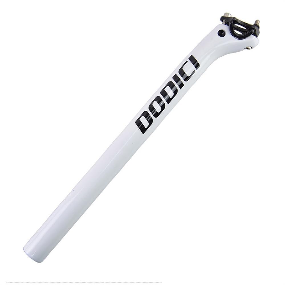 Reggisella Reggisella for bicicletta in fibra di carbonio 27.2 30.8 31.6 tubo sella 350mm/400mm MTB bici da strada 3K lucido reggisella ultraleggero offset 25mm Reggisella Ammortizzato(White 31.6x400m