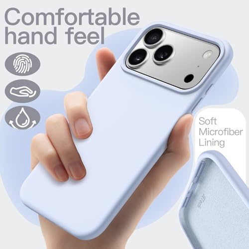 Image of JETech Liquid Silicone Case for iPhone 17 Pro 6.3-Inch, Silky Soft Touch Full-Body Protection, Anti-Scratch Shockproof Phone Cover with Microfiber Lining (Mist Blue)