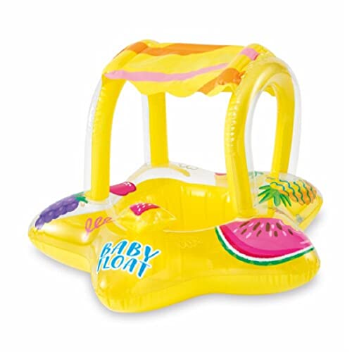 Image of Inflatable Kiddie Baby Float with Sunshade Canopy Swimming Pool Inflatable Toys for Babies & Toddlers | Swim Float for Age 1-2