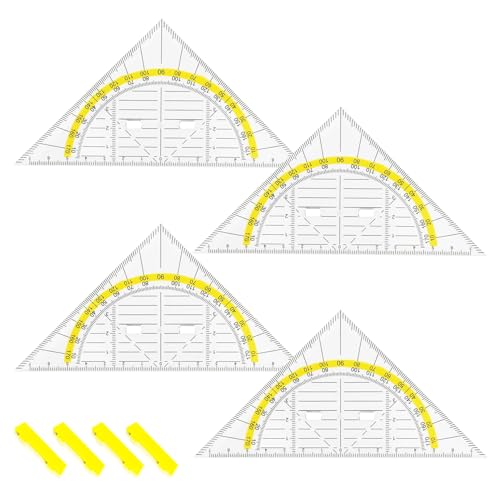 Geodreieck Set 4 Stück Geodreieck Klein Groß Geodreieck mit Griff Geodreieck Flexibel Kunststoff Geodreieck 15.7cm Zeichendreieck Geeignet für Studenten Büro Designer Malerei