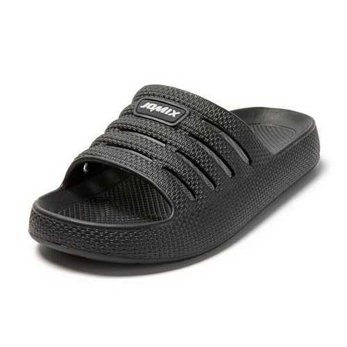 JOMIX Badelatschen Herren Badeschuhe Schlappen Sandalen Sommerschuhe Strandschuhe Slipper Schwarz (Schwarz, 43 EU, SU922...